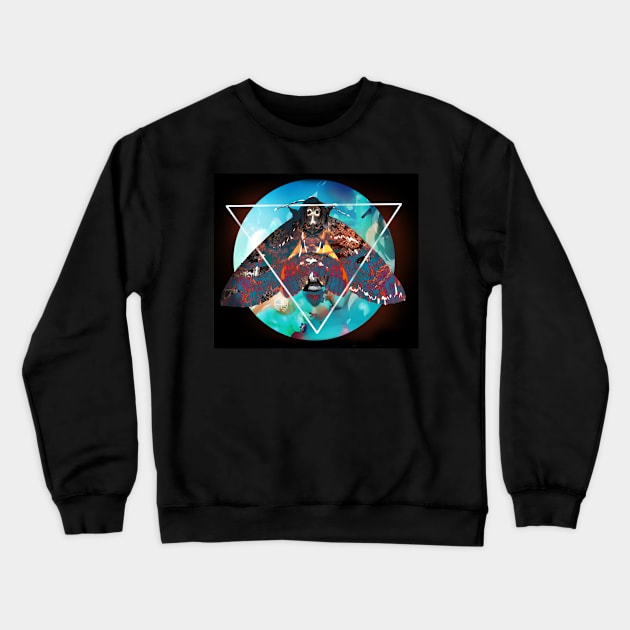 Psychedelic Death's Head Moth Crewneck Sweatshirt by sandpaperdaisy